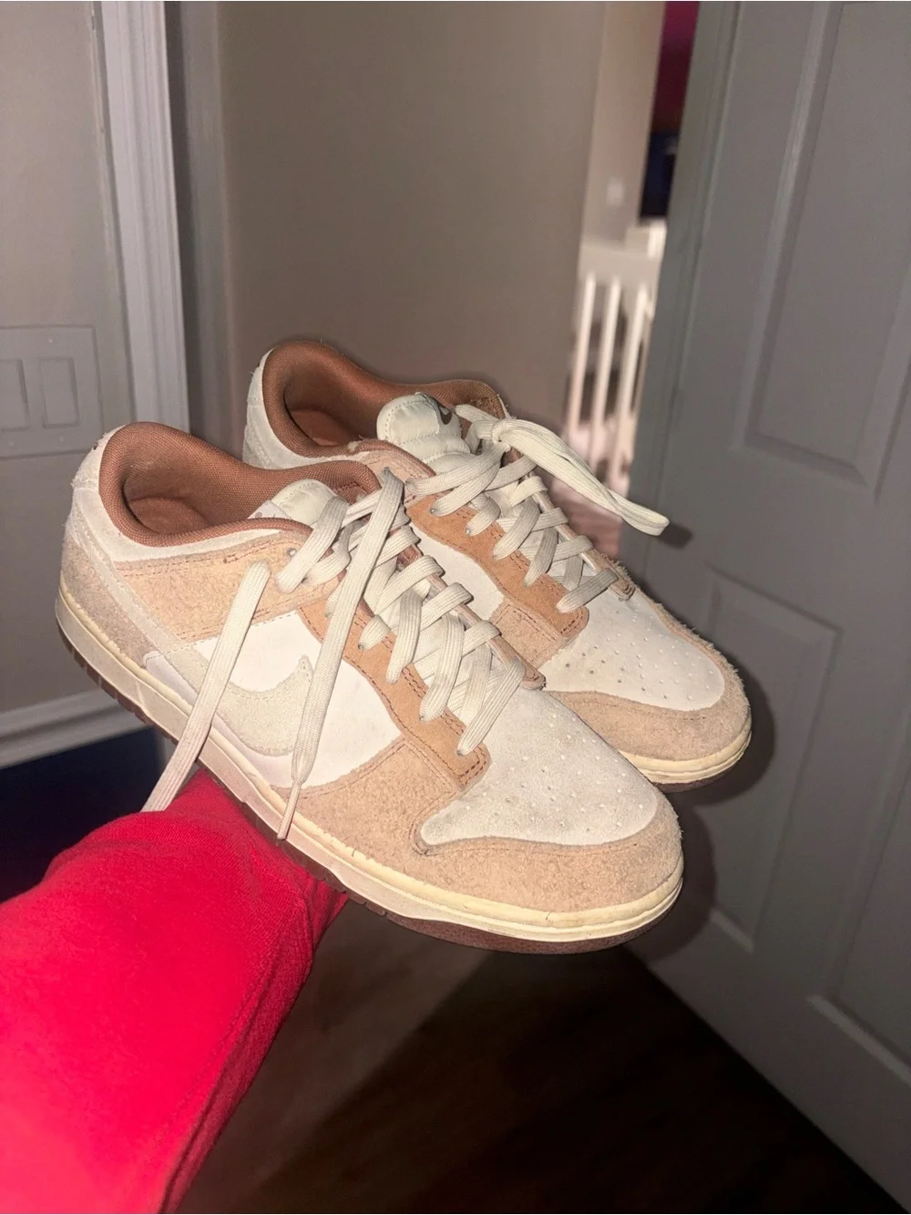 Nike Men's Low-Top Suede & Leather Sneakers in Cream and Tan
